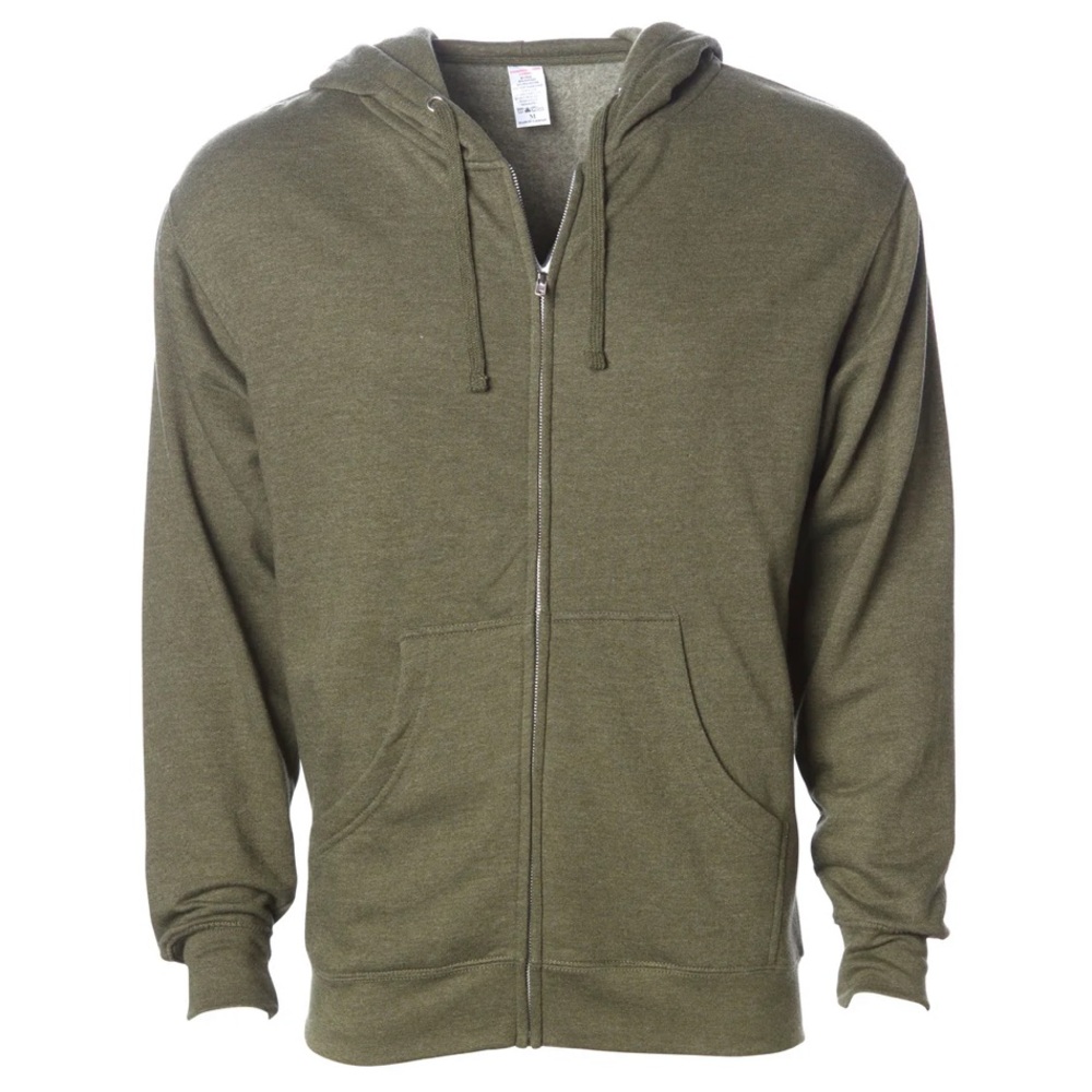 NEW Independent Midweight zip hooded sweatshirt SA4500Z, Army Heather, Small